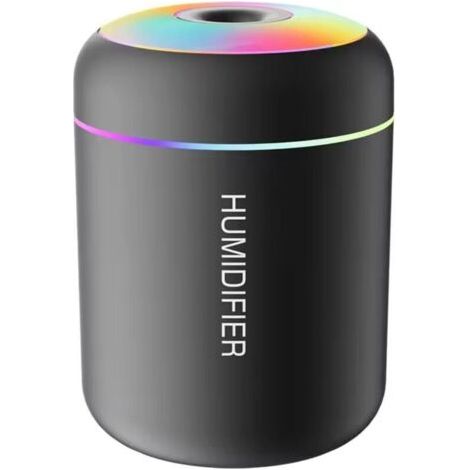 Pair Mini Humidificateur d’Air USB 180ML - Diffuseur d’Huiles Essentielles, Brumisateur Silencieux LED, Aromathérapie pour Chambre, Bureau, Voiture - Noir (1/5)