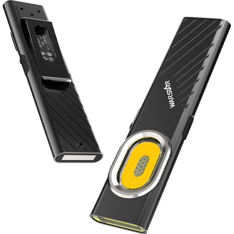 Lampe de travail COB rechargeable USB C, mini lampe de poche plate EDC de 600 lumens avec base magnétique et clip à boucle (1/5)