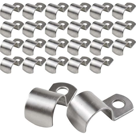 Lot de 25 colliers de serrage en métal - 18 mm - Collier de serrage en U en acier inoxydable 304 V2A - Support de tuyau pour mur et plafond - Collier de fixation stable pour câbles et tuyaux (1/5)