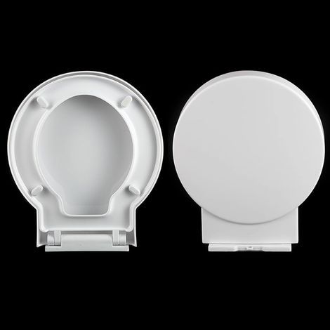 Siège de toilette rond en forme de O pour un nettoyage facile, siège de toilette de taille standard, couvercle de toilette durable, fixation par le dessus simple (1/5)