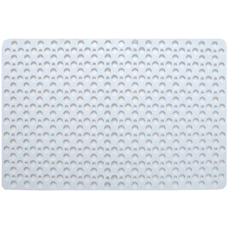 Tappetino da doccia antibatterico antiscivolo, 43 x 75 cm, resistente alla muffa e lavabile in lavatrice, per doccia o vasca da bagno, bianco con fori rotondi. (1/5)