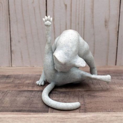 Lot de 2 figurines de chat drôles sans sculpture en résine (1/4)
