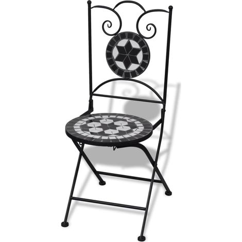 INLIFE Chaises pliables de bistro 2 pcs Céramique Noir et blanc (1/5)