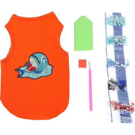 T-shirt pour chien, mignon, doux et respirant, à motifs animaux, avec strass, pour la décoration et la protection des animaux de compagnie, orange, taille S (1/5)
