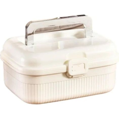 Boîte de rangement pour médicaments, organisateur grande capacité, boîte à médicaments portable, trousse de premiers secours familiale multifonctionnelle, avec poignée. (1/4)