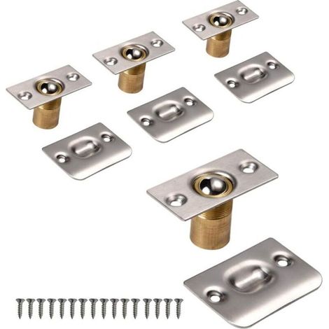 Loquet à Bille de Porte, Réglable Fermeture à Bille Verrou de Boule de Porte en Acier Inoxydable Cuisine Domicile Placard Penderie Porte Armoire Placard (4 boîtes d'argent) (1/3)