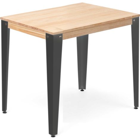 Mesa Lunds 70x70x75cm Fume en madera maciza de pino acabado natural estilo nórdico industrial Box Furniture (1/5)