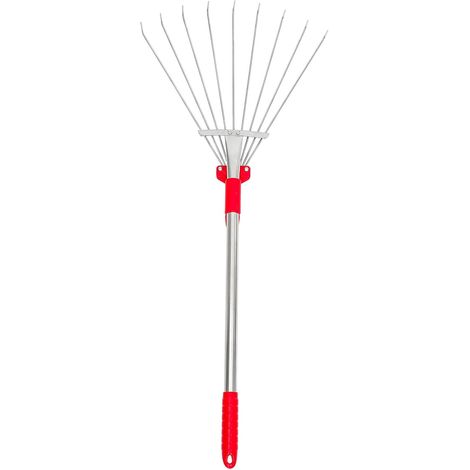 Petit Râteau à Feuilles en Acier Inoxydable Rétractable, Outil de Jardinage pour Ramassage D’Herbes Sèches et Mortes, Extérieur Arbustes - (1/5)