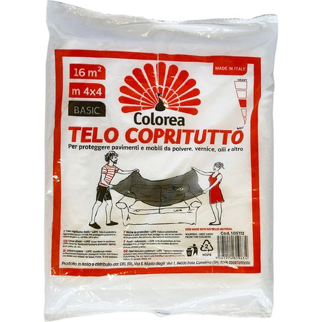 Telo Copritutto Multiuso Colorea 110 Gr Circa 60 Pezzi 4 X 4 Mt