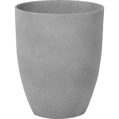 Beliani – Cache-pot rond gris en fibre d'argile effet béton 35 cm – Résistant aux intempéries et UV – Pour intérieur et extérieur – Prépercé pour drainage