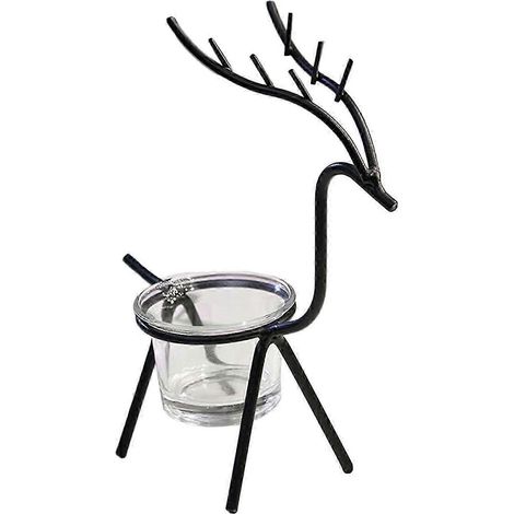 Bougeoirs à bougies chauffe-plat en forme de renne, candélabres décoratifs pour la Saint-Valentin, la table à manger, le jardin ou une voiture de mariage.-black