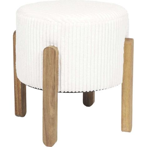 Lot de 2 Tabourets - HOME DECO FACTORY - Scott - Côtelés - Beige et Marron
