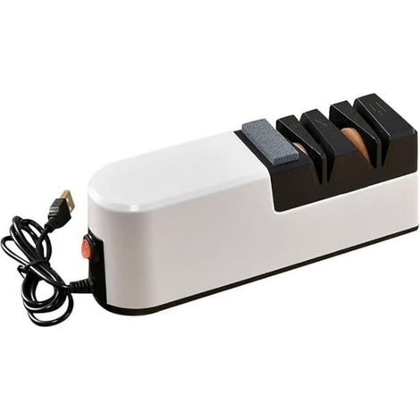 Aiguiseur de Couteaux éLectrique Rapide USB AffûTeur RéGlable Automatique 3 éTapes pour Couteaux Ciseaux AffûTeur Domestique (1/4)