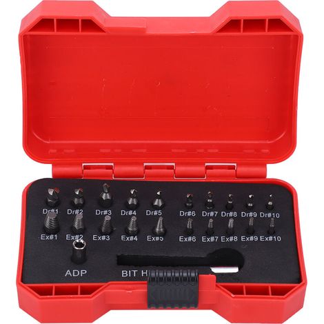 Ensemble d'extracteur de vis, 22 pièces Kit d'extracteur de vis plastique + alliage outil de retrait de vis cassée avec support d'extension magnétique pour vis domestiques (1/5)