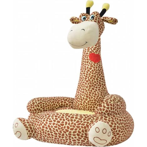 vidaXL Silla de peluche para niños jirafa marrón (1/3)