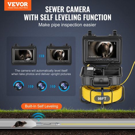 Caméra Inspection Canalisation Égout Auto-nivelant 30m Écran 22,9 cm Zoom 36X (1/5)