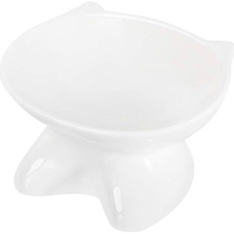 Blanc Céramique Gamelle pour Chat avec Support surélevé, pour Chats et Chiens de Petite Taille-Fei Yu (1/5)