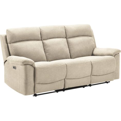 Canapé de relaxation en tissu Katika-Beige clair-Système Electrique-3 places