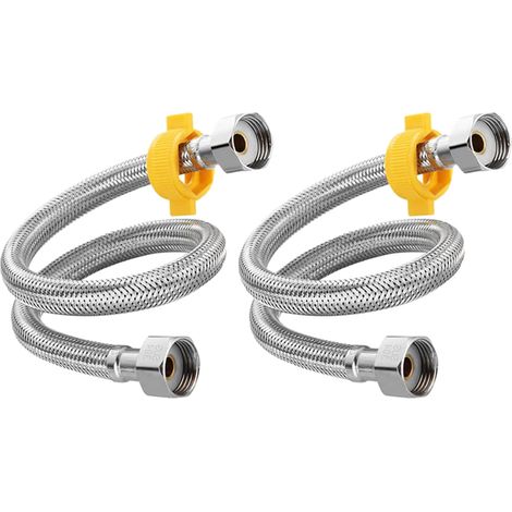 Raccord D Alimentation Pour Robinet - Tuyau D Alimentation En Acier Inoxydable Avec Filetage Interne - Pour Évier De Cuisine Et Salle De Bains - Longueur 30 Cm - Lot De 2 (1/5)