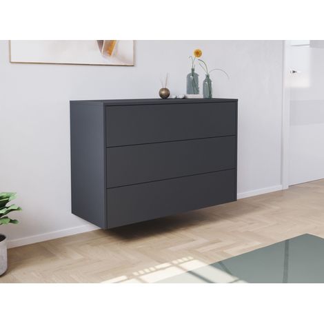 Sideboard Kommode Hero B hängend 100cm 3 Pushauszüge Grafit (1/5)