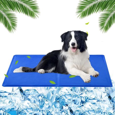 Tapis rafraîchissant d'été pour chien, adapté aux petits et moyens chiens et chats (bleu, 50 cm x 65 cm)