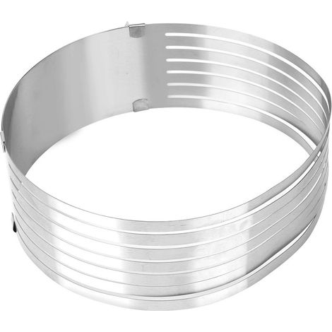 Moule de Coupe Outil de Cuisson, Anneau Circulaire réglable en Acier Inoxydable de 9 à 12 Pouces télescopique Couche Mousse Anneau de gâteau Moule à gâteau trancheuse (1/5)