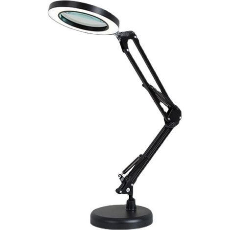 5X LED Magnifying Lamp, Adjustable Rotating Arm Desk Magnifier, Glass Lens, for Maintenance, Crafts, Reading, Sewing, Black (1/4)