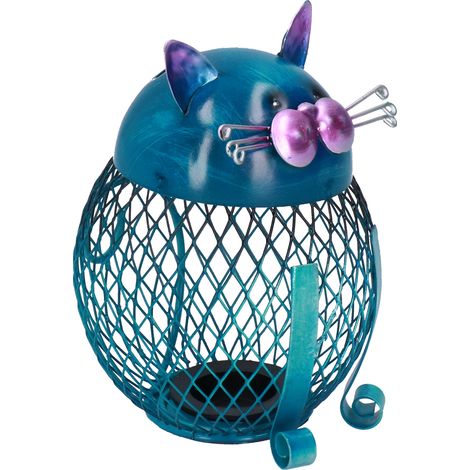 Tirelire Chat Déco Fer Forgé Artisanal Cadeau Anniversaire Boîte à Monnaie Économiseur (1/5)
