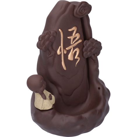 Rückfluss-Räuchergefäß mit kleiner Mönchsfigur, chinesische Yixing Zisha Tonart A (1/5)