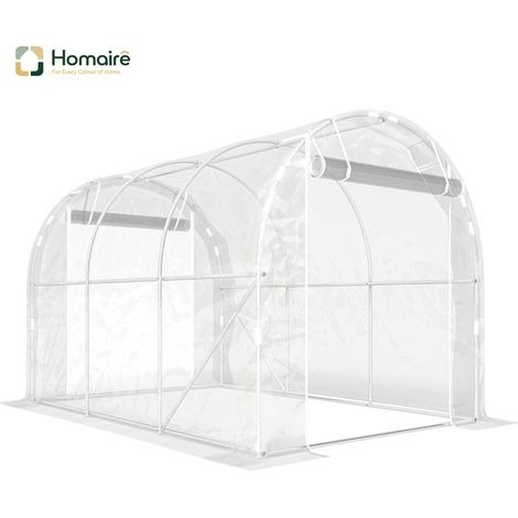 HOMAIRE Polytunnel-Gewächshaus begehbares mit Stahlrahmen und UV-beständiger PE-Abdeckung transparent