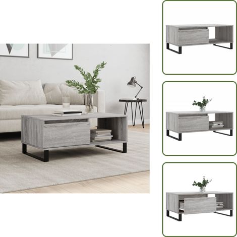 Table basse Sonoma gris 90x50x36,5 cm Bois d'ingénierie - Table Basse Design - Table Basse Moderne - Table Basse Rangement - Meuble Salon - Table D'appoint (1/5)