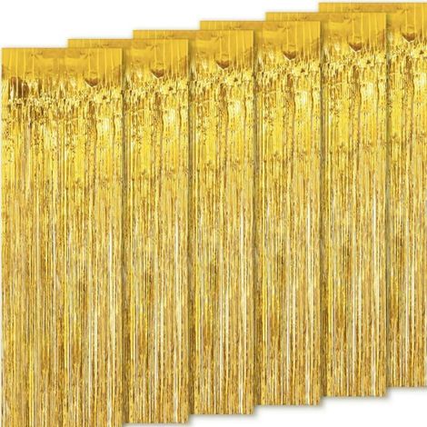 Rideaux métalliques Lametta (6 pièces), rideaux à anneaux dorés, parfaits pour les anniversaires, les fêtes et les mariages. (1/5)
