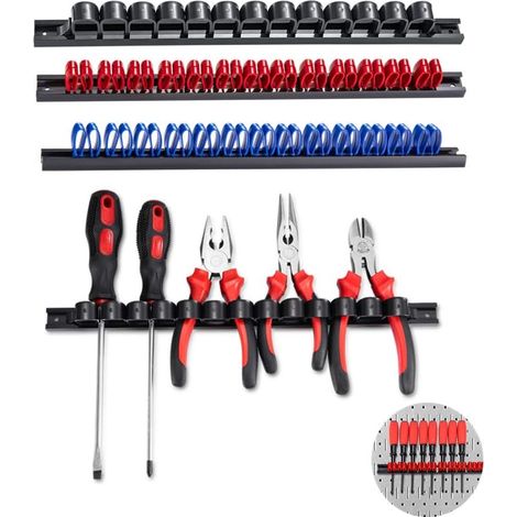 Support Tournevis,Rangement Tournevis,35cm Barres pour Porte Outils Mural pour Maison Garage Atelier