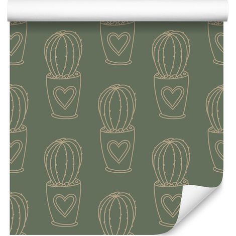 Papier peint cactus vert et citron vert pour salon et chambre 50x1000 cm (1/5)