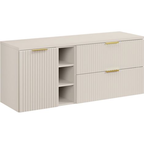 Set da bagno NOXERA 140 cm – Marrone Congo – piano per lavabo + 4 cassetti + 2 nicchie