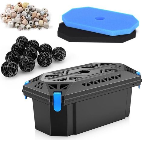 Komplettes Teichfilterset, das mit einer Solarteichpumpe, einem Wasserfall-Teichfilter und einem biologischen Filtersystem verwendet wird, dient dem Schutz der Wasserpumpen und der Klärung von Teichen (1/5)