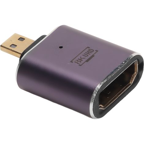 Adaptateur HDMI Femelle vers Micro HDMI avec Lumière LED, 48Gbps, Compatible 8K, Convertisseur Micro HD (1/5)