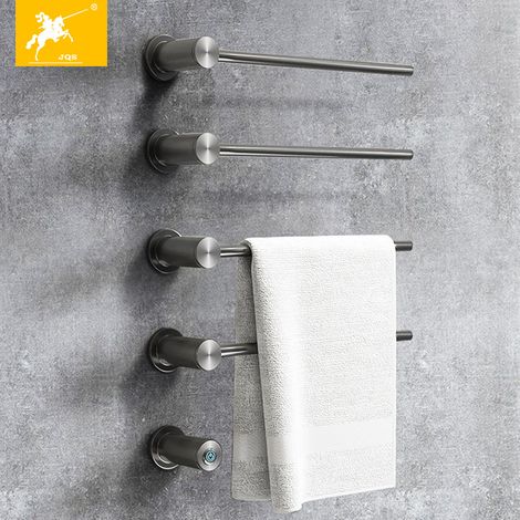 Sèche-serviettes GROOFOO 3 barres gris, radiateur automatique à température stable 50°C, IP44, acier inoxydable 304, support 15kg, chauffe rapide en 5 min, montage polyvalent, faible consommation élec (1/4)