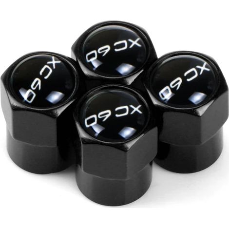 (Noir) 4 bouchons de valve en aluminium pour pneus de voiture, compatibles avec XC60, XC90, V40, V60, S60L, S80 et XC80 (accessoires auto) (1/5)