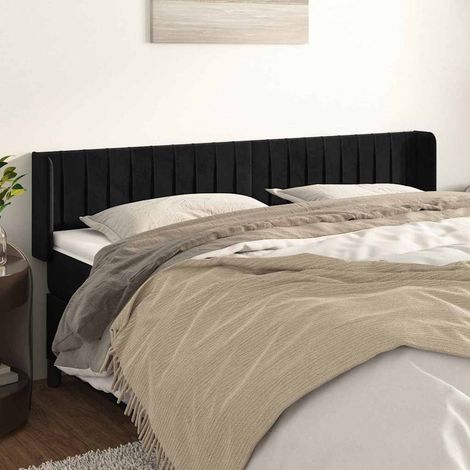 vidaXL Cabecero de terciopelo negro 203x16x78/88 cm (1/5)