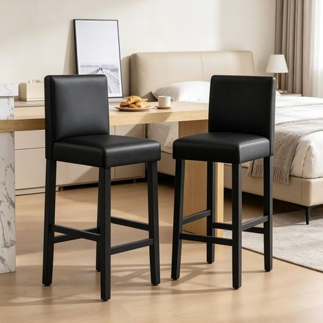 Taburetes de bar con respaldo, lote de 2, 110 cm, negro DESVIAE (1/5)