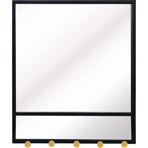 Miroir d'entrée avec 5 Crochets, Noir (1/5)