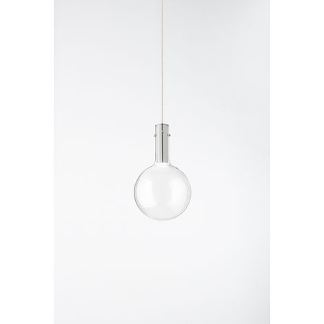 Suspension LED Série 8310 Verre Transparent, Structure Chrome Poli, 5W 3000K, Diamètre 20 cm, Câble 200 cm IP20 - Luminaire par Perenz France