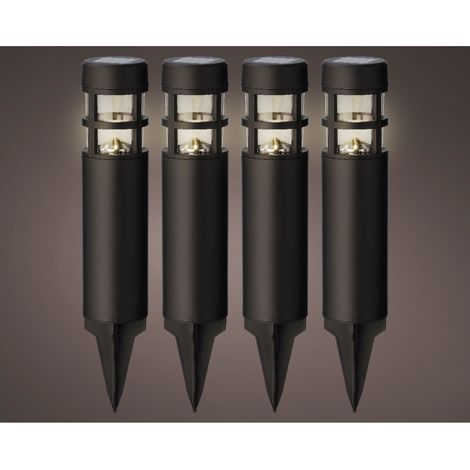 SET 4 LAMPADE SOLARI CAGE H28CM NERE A LUCE CALDA. (1/2)