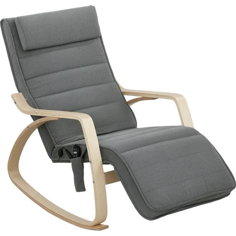 Fauteuil à bascule gris avec massage, chauffage lombaire et repose-pieds réglable (1/5)