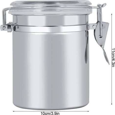 Boîte de rangement en acier inoxydable pour café, sucre, lait en poudre (10 x 11 cm) (1/5)