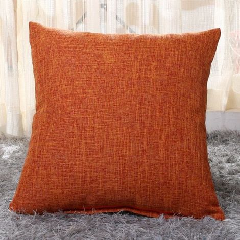 Taies d'oreiller épaisses en lin - Lot de 2 - Taies carrées 40 x 40 cm - Taies d'oreiller d'extérieur - Décoration intérieure - Fermeture éclair invisible - Convient pour canapé-lit, bureau - Orange (1/5)