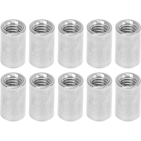 Lot de 10 écrous de raccordement pour tige ronde, filetage femelle M12x1,75, 16 L35 mm, en acier inoxydable 304 (1/5)