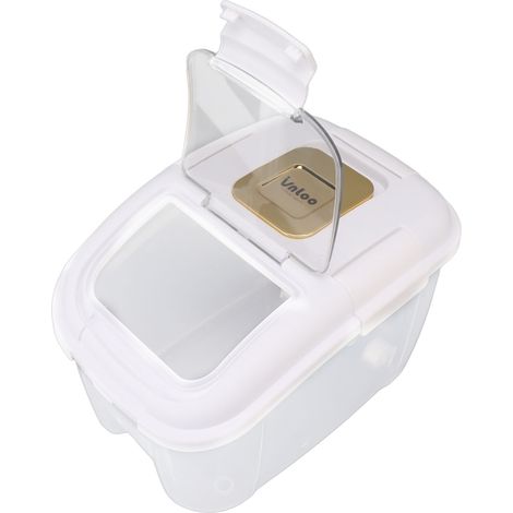 Boîte de conservation du riz avec couvercle transparent, anti-insectes, grande capacité, fermeture hermétique, blanche, 5 kg (1/5)