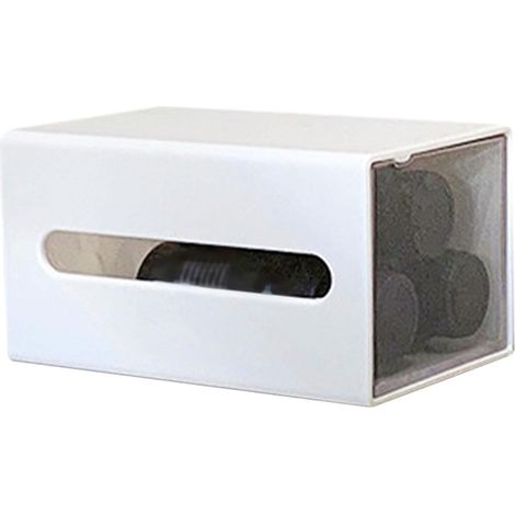 Boîte de rangement murale à tiroir en plastique sans perçage, idéale pour les cotons-tiges et les pinces à cheveux (salle de bain). (1/5)